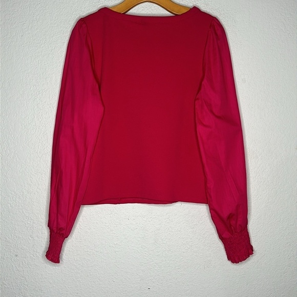 NWOT By Anthropologie Structured Long Sleeve Top Wine Red Medium Cottage - Picture 10 of 10